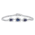 Pear-Shaped Blue Sapphire and Diamond Halo Bracelet