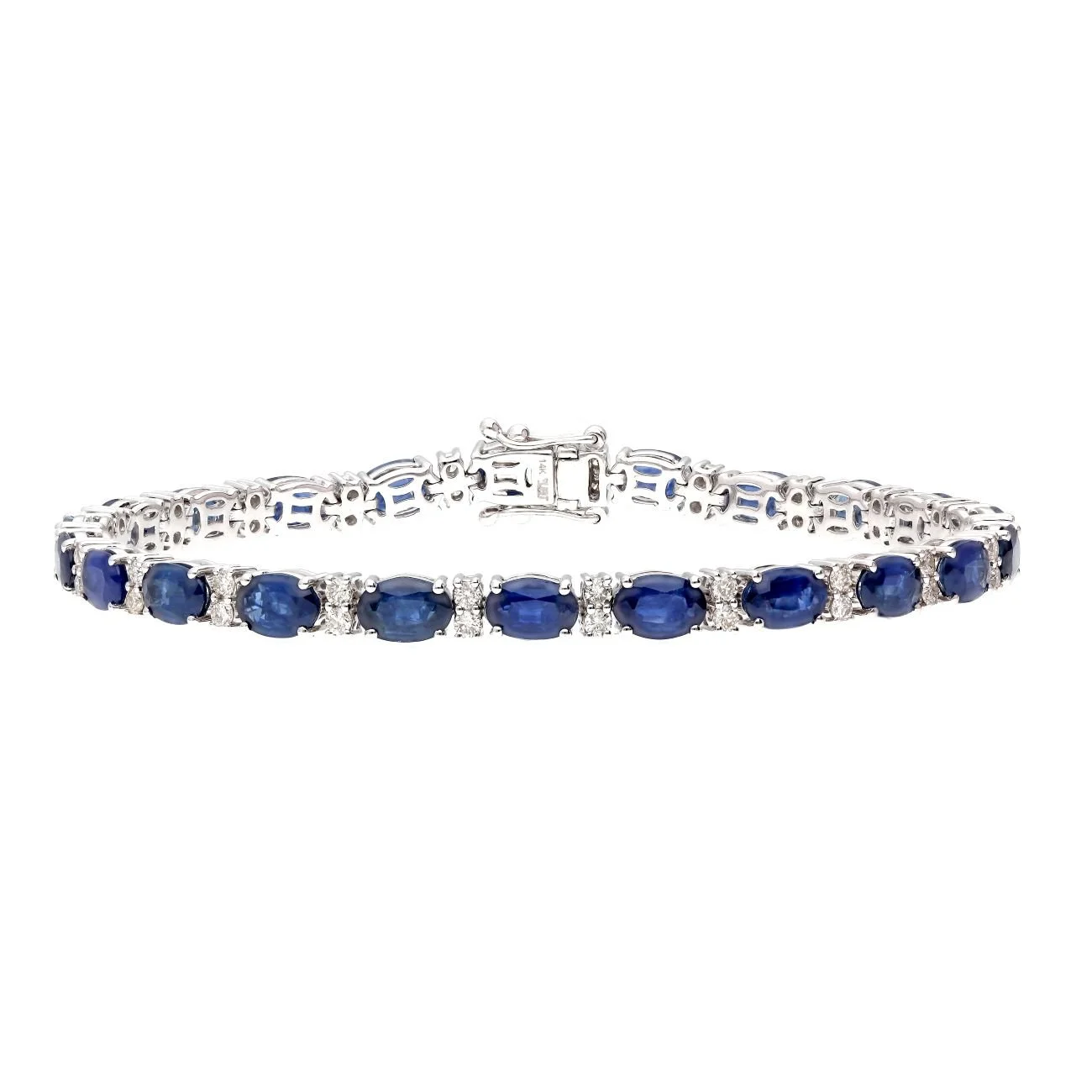 Oval Blue Sapphire and Diamond Tennis Bracelet