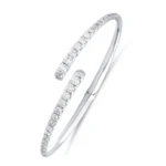 Diamond Open Bangle Bracelet in White Gold