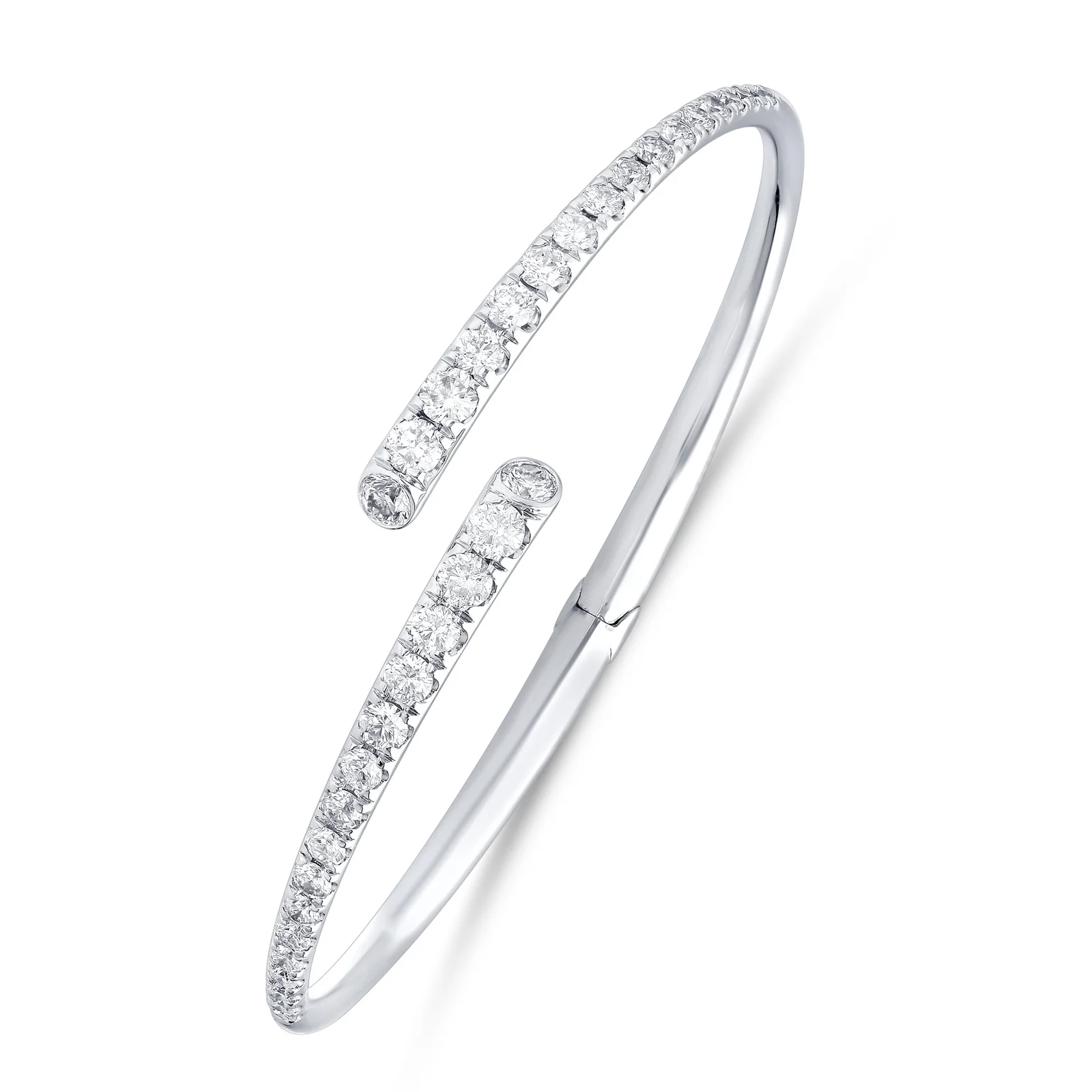Diamond Open Bangle Bracelet in White Gold