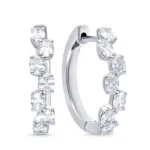Oval Diamond Hoop Earrings in 14K White Gold