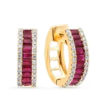 Ruby & Diamond Hoop Earrings in 14K Gold