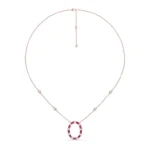Oval Ruby & Diamond Halo Pendant Necklace in 14K Rose Gold