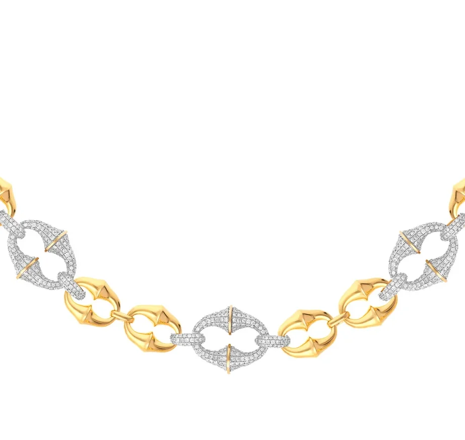 14K Yellow Gold Diamond Accent Link Necklace