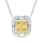 Golden Halo Yellow Diamond Pendant Necklace