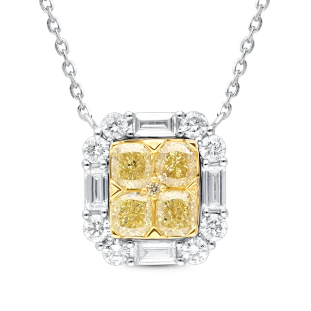 Golden Halo Yellow Diamond Pendant Necklace