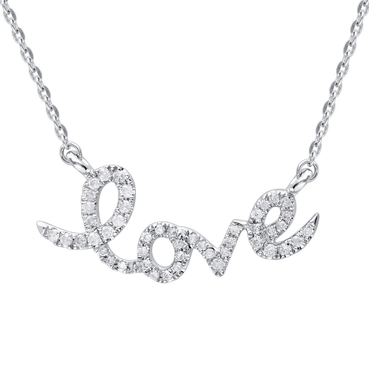 Diamond “Love” Script Necklace