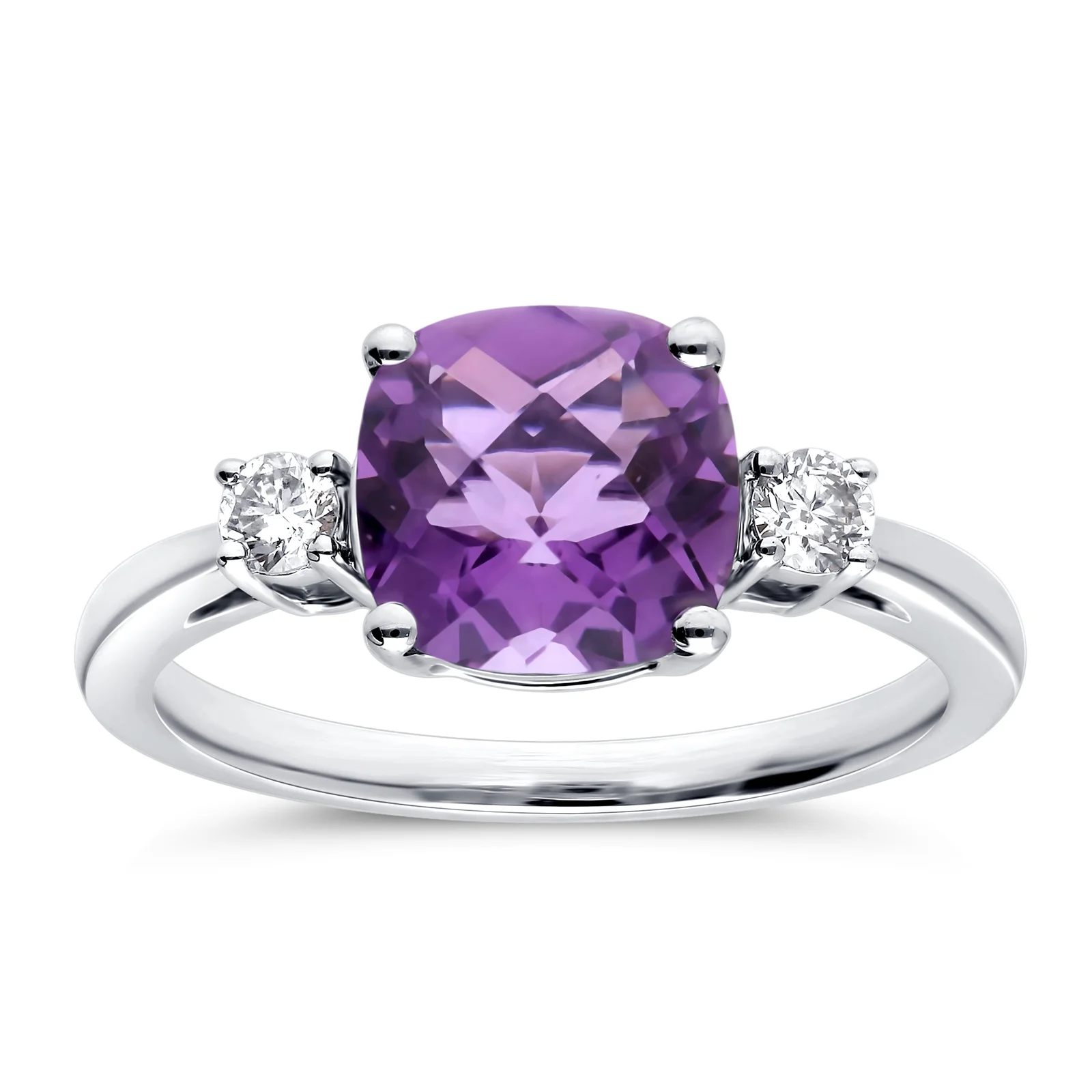 Three-Stone Cushion Cut Gemstone & Diamond Ring