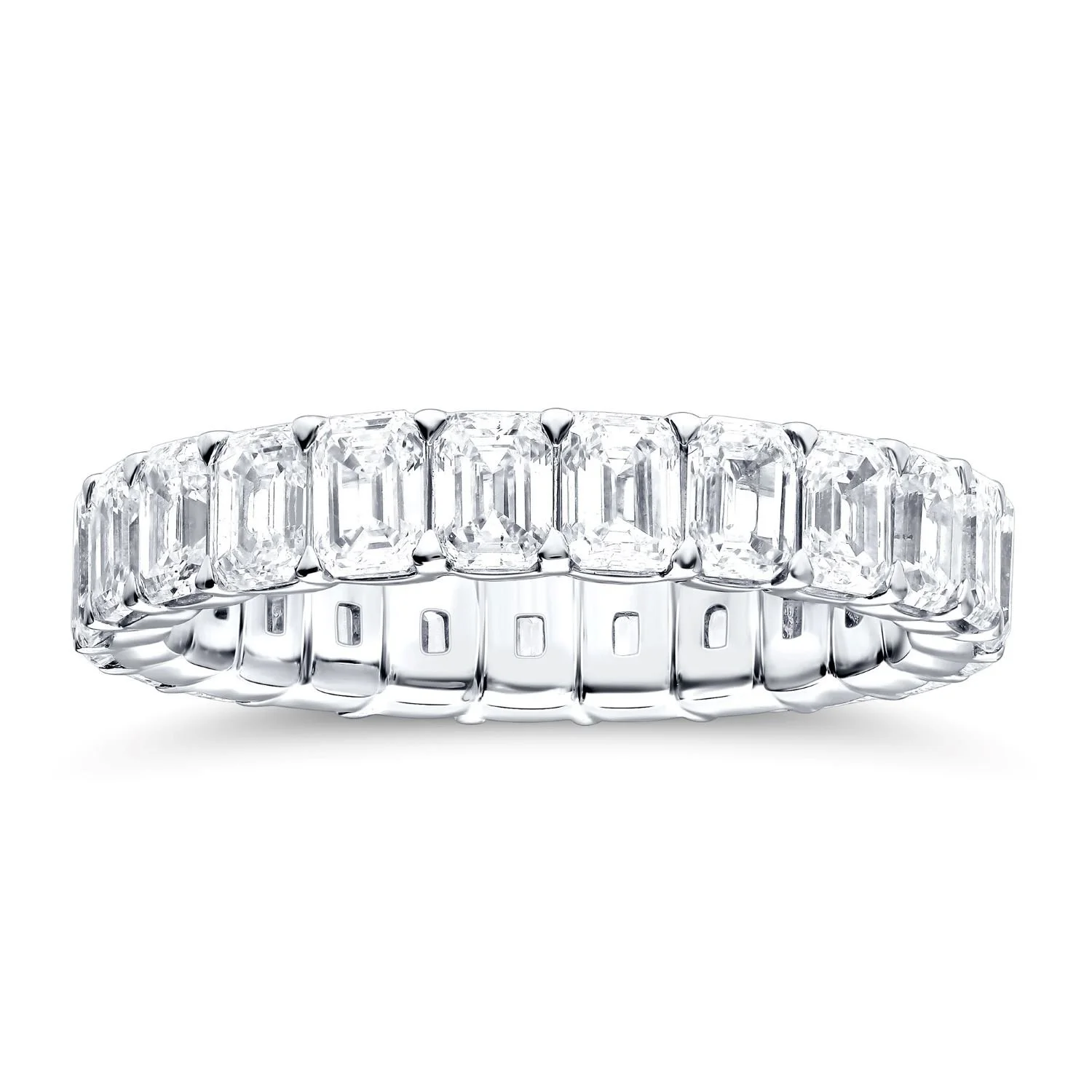 Emerald-Cut Diamond U-Prong Eternity Band in 14K White Gold