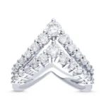 Double Row Graduated Diamond Chevron Ring