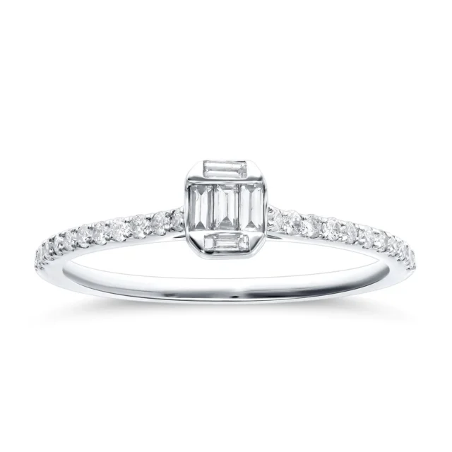 Elegant Baguette Cluster Diamond Engagement Ring