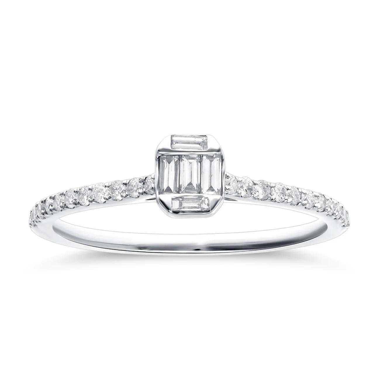 Elegant Baguette Cluster Diamond Engagement Ring