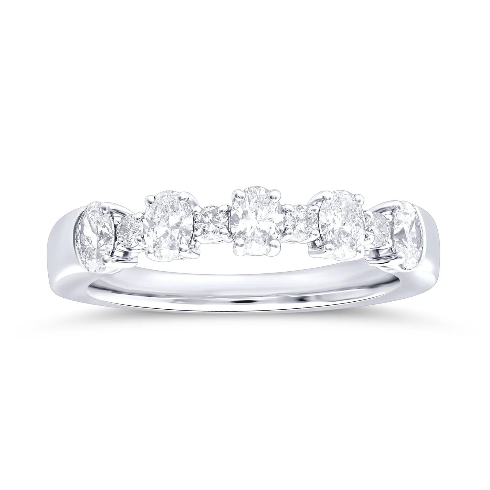 Oval & Round Diamond Semi Eternity Wedding Band