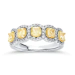 Five-Stone Yellow Diamond and White Diamond Halo Band