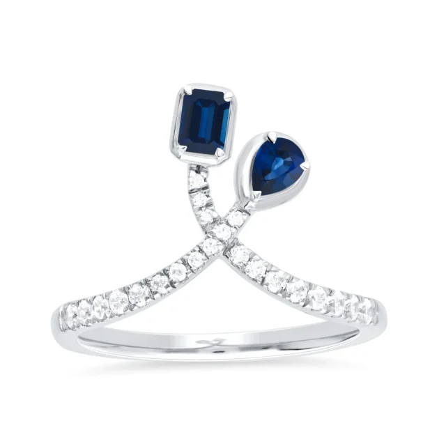 Celestial Crossover Diamond and Gemstone Ring
