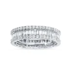 Baguette and Round Diamond Eternity Band in 14K White Gold