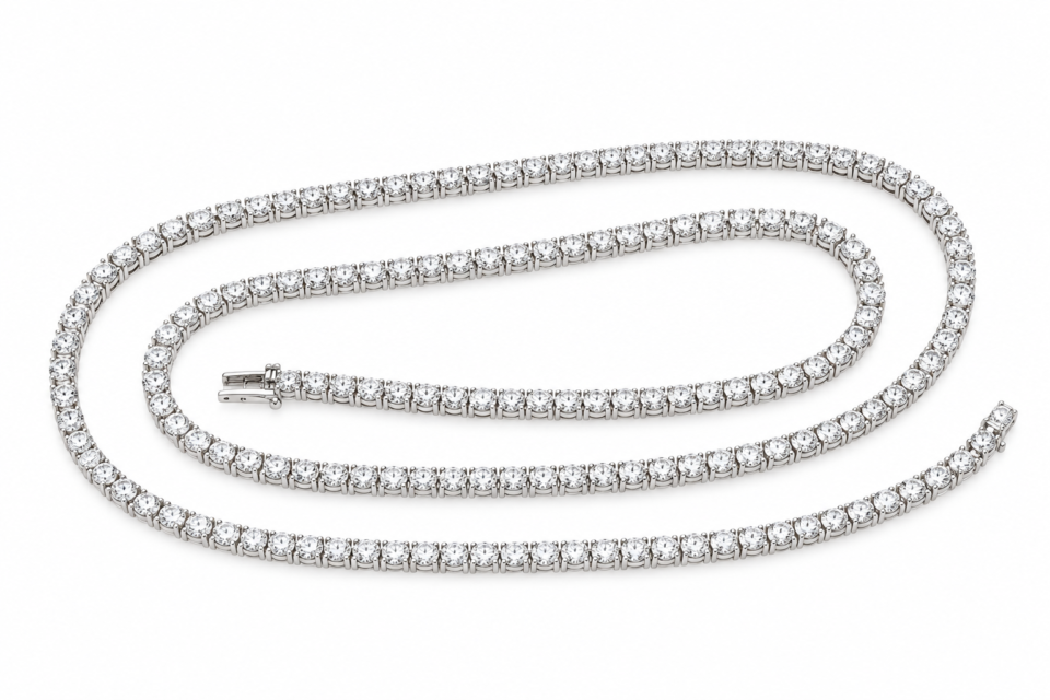 Luxury Diamond Tennis Necklace in 14K White Gold