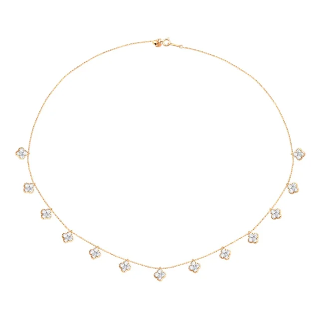 Diamond Clover Cluster Drop Station Necklace