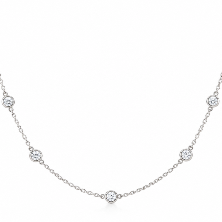 Bezel-Set Diamond Station Necklace