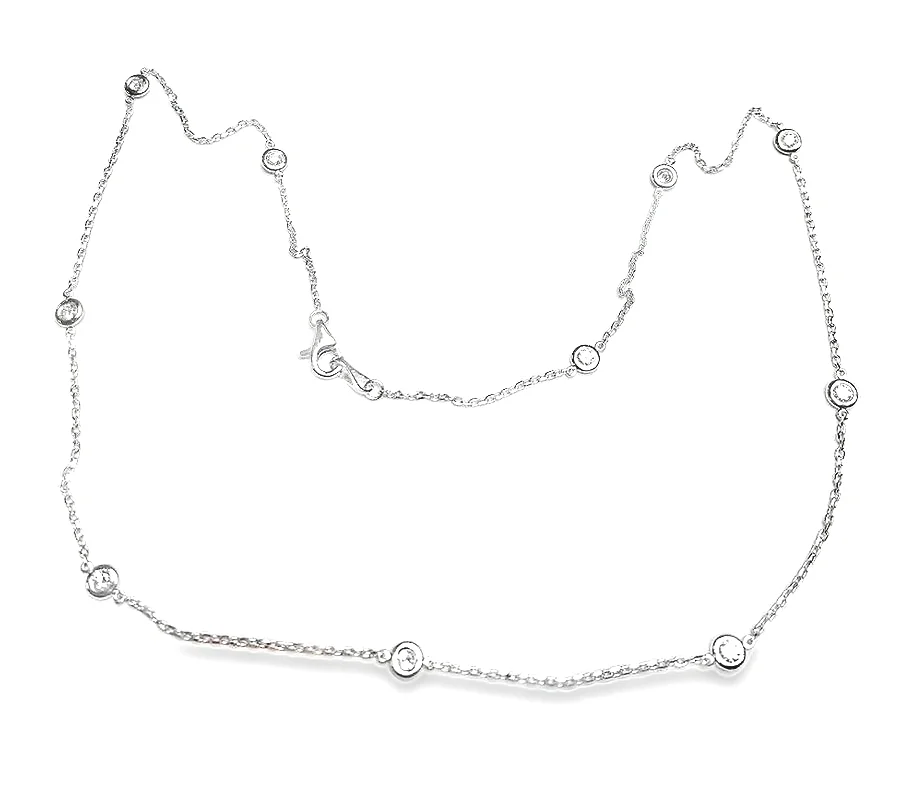 Bezel-Set Diamond Station Necklace