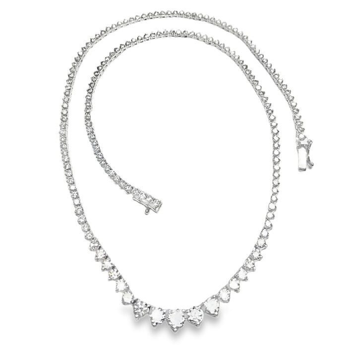Graduated Round Brilliant Diamond Tennis Necklace
