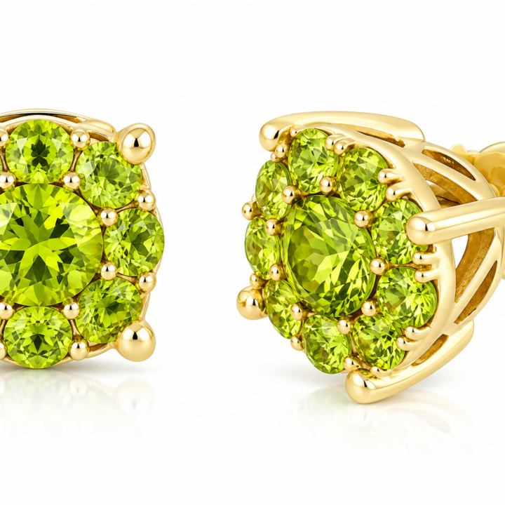 Yellow Diamond Cluster Stud Earrings in 14K Yellow Gold