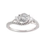 Twist-Design Cluster Diamond Engagement Ring in White Gold
