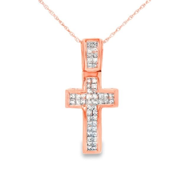 Double Row Diamond Cross Pendant