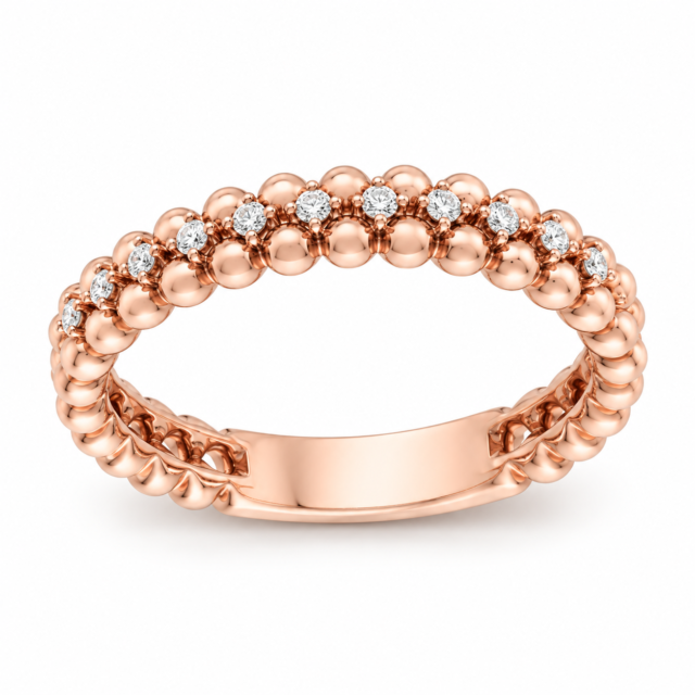 Beaded Diamond Anniversary Band in 14K Rose Gold