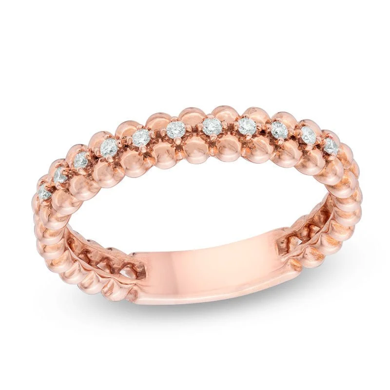 Beaded Diamond Anniversary Band in 14K Rose Gold