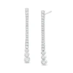 Diamond Linear Drop Earrings in 14K White Gold