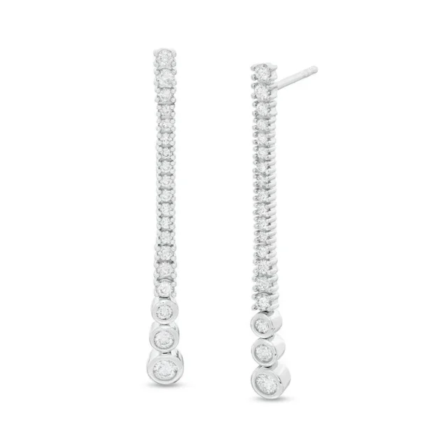 Diamond Linear Drop Earrings in 14K White Gold