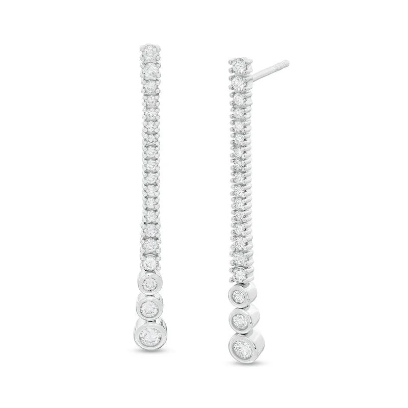 Diamond Linear Drop Earrings in 14K White Gold