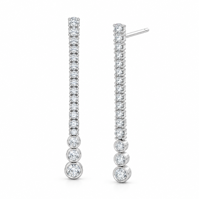 Diamond Linear Drop Earrings in 14K White Gold