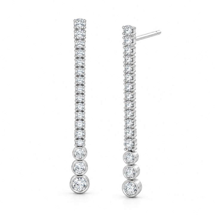 Diamond Linear Drop Earrings in 14K White Gold