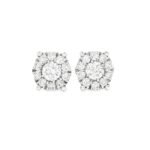 Classic Diamond Cluster Halo Stud Earrings in White Gold