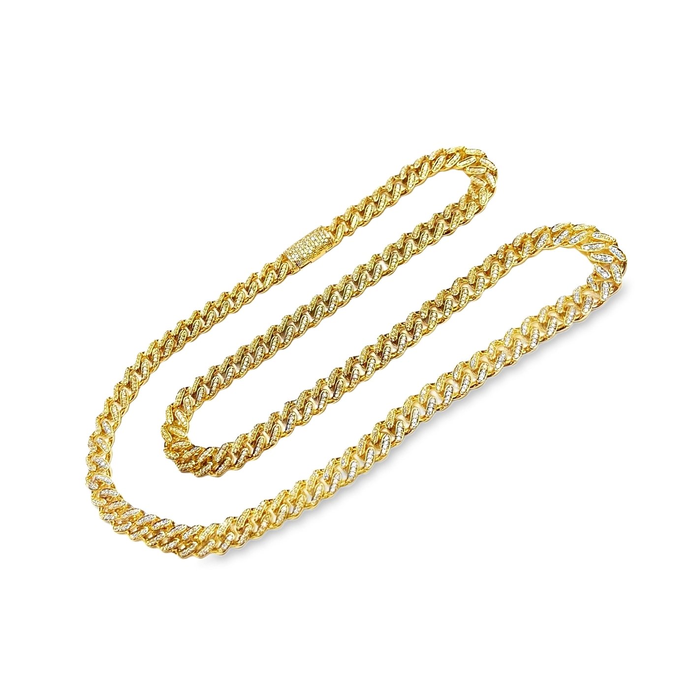 Yellow Gold Diamond Cuban Link Chain Necklace