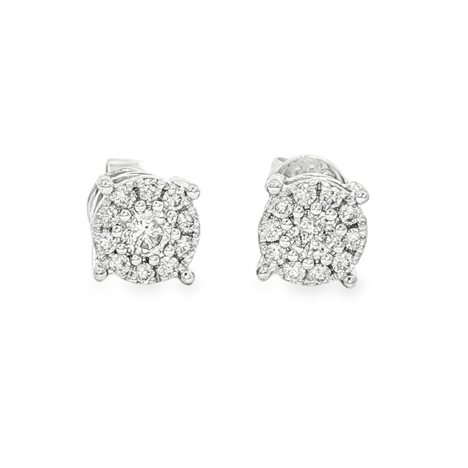 Elegant Diamond Cluster Stud Earrings in White Gold