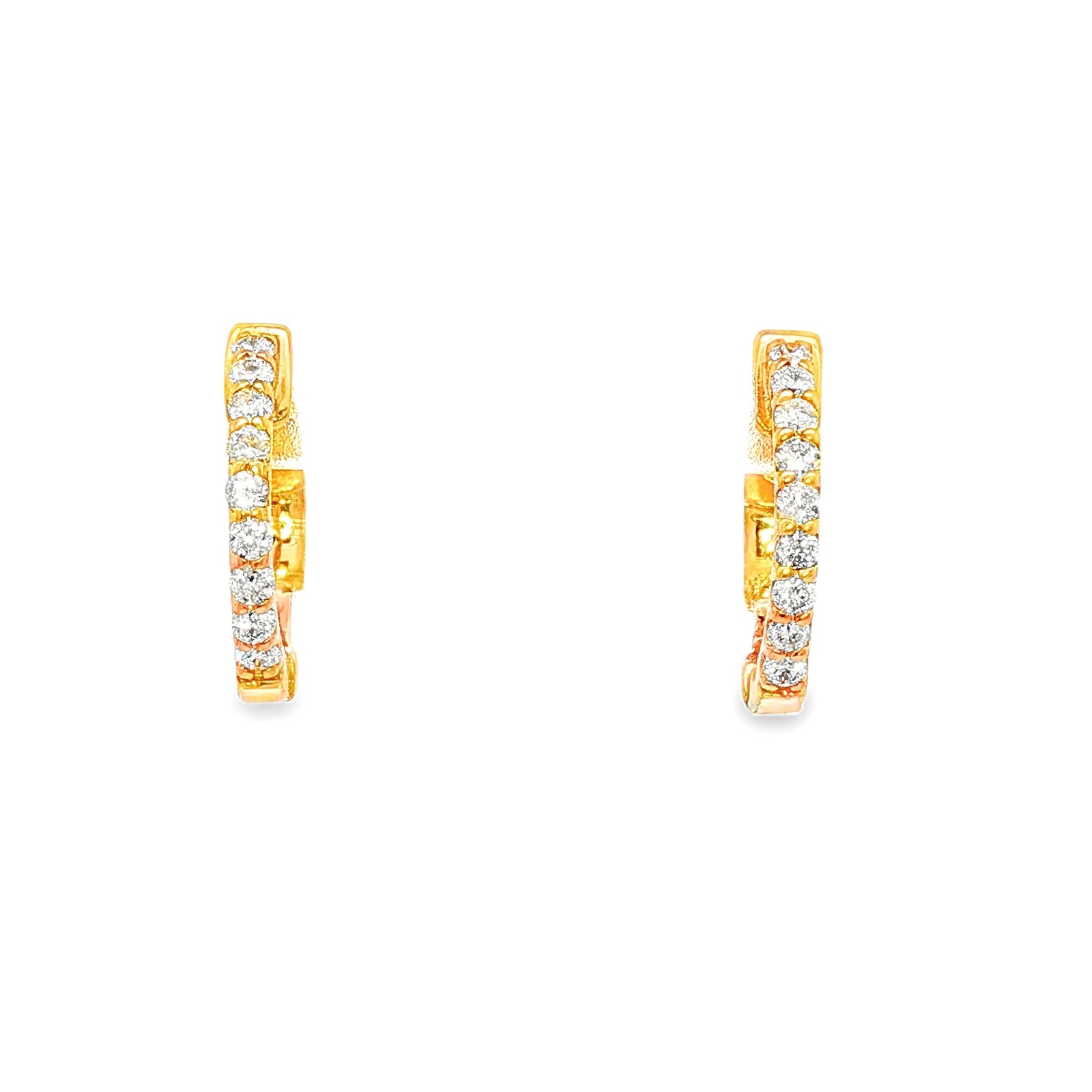 Yellow Gold Diamond Huggie Hoop Earrings