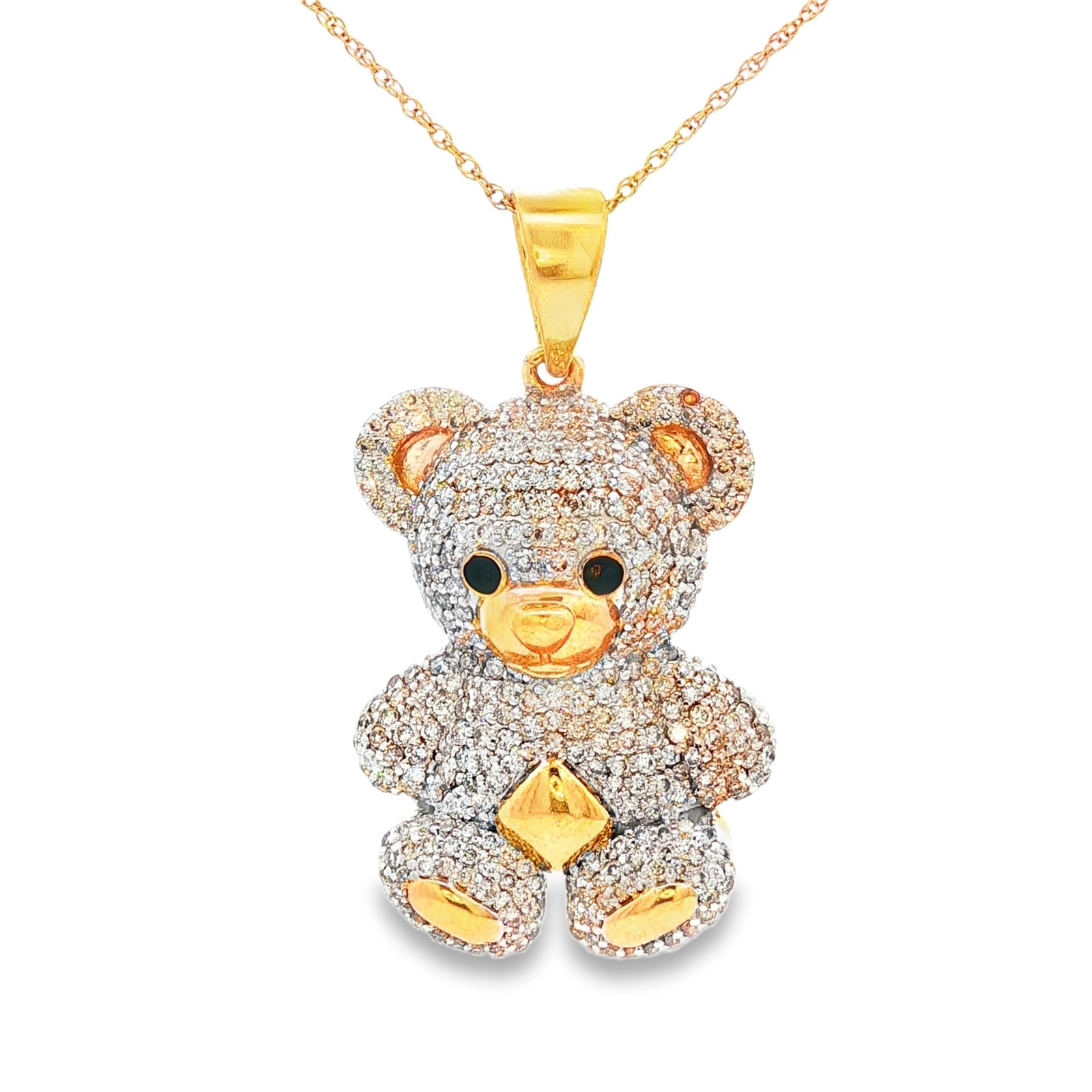 Teddy Bear Diamond Pendant in Yellow Gold