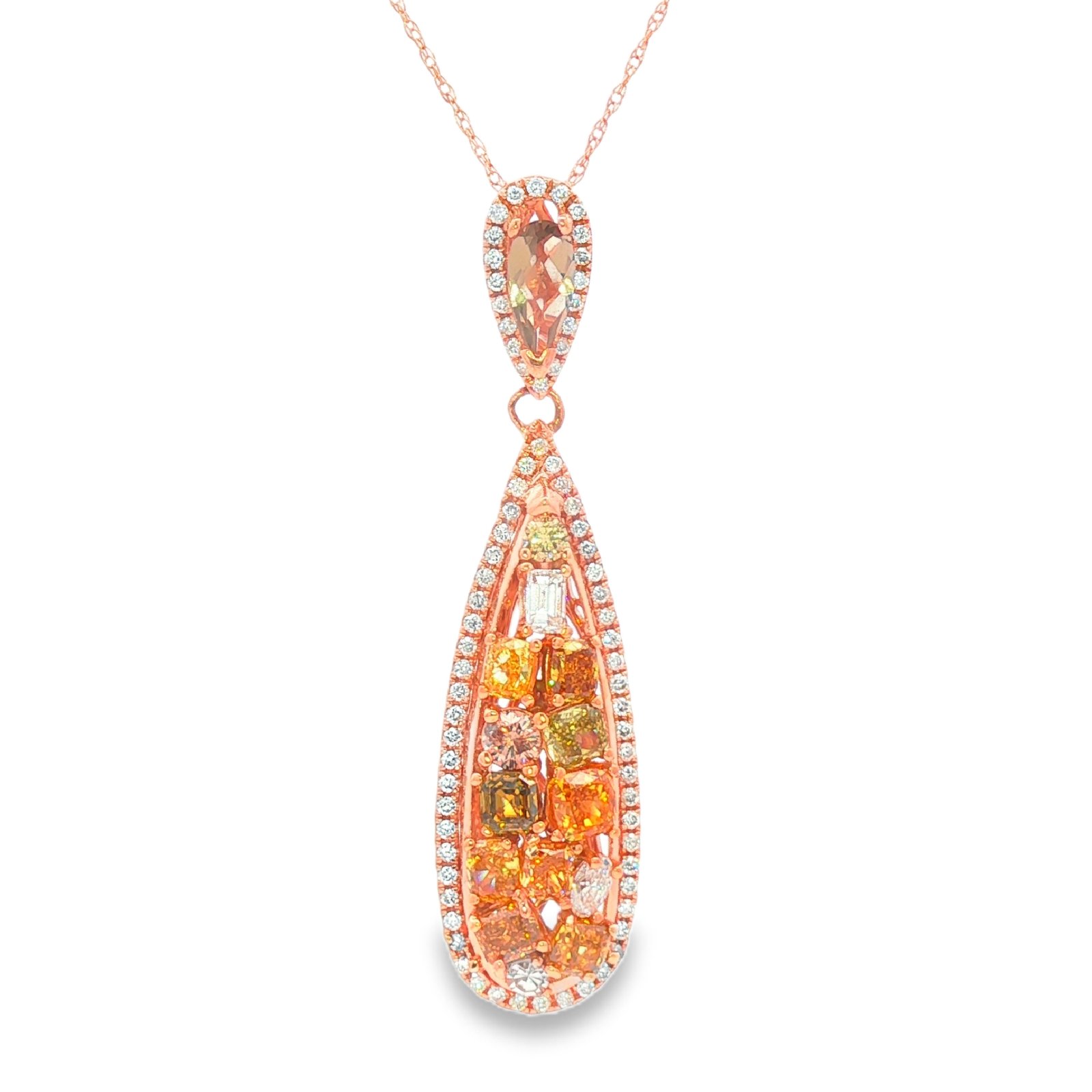 Fancy Color Diamond Pear Drop Pendant Necklace