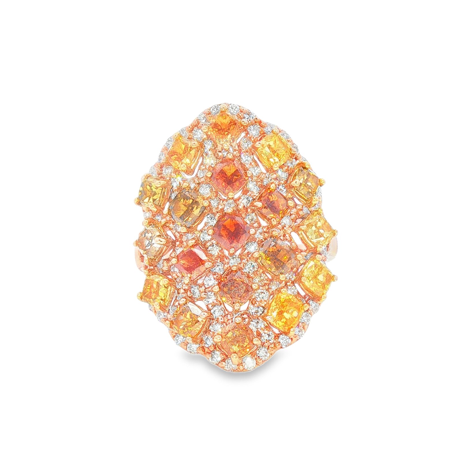 Fancy Color Diamond Cluster Cocktail Ring
