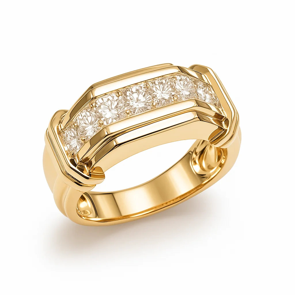 Men’s Diamond Channel Set Band in 14K Yellow Gold