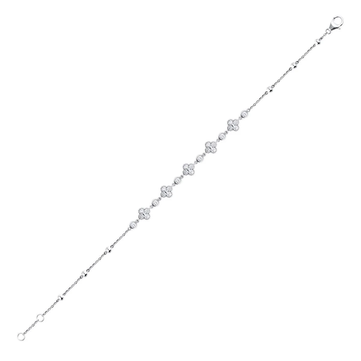 Diamond Minimal Floral Station Bracelet