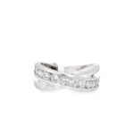 Crossover Band Fashion Ring in White Gold