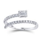 Baguette & Round Diamond Wrap Ring in White Gold