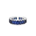 Emerald-Cut Blue Sapphire Eternity Band