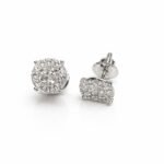 White Gold Diamond Cluster Stud Earrings