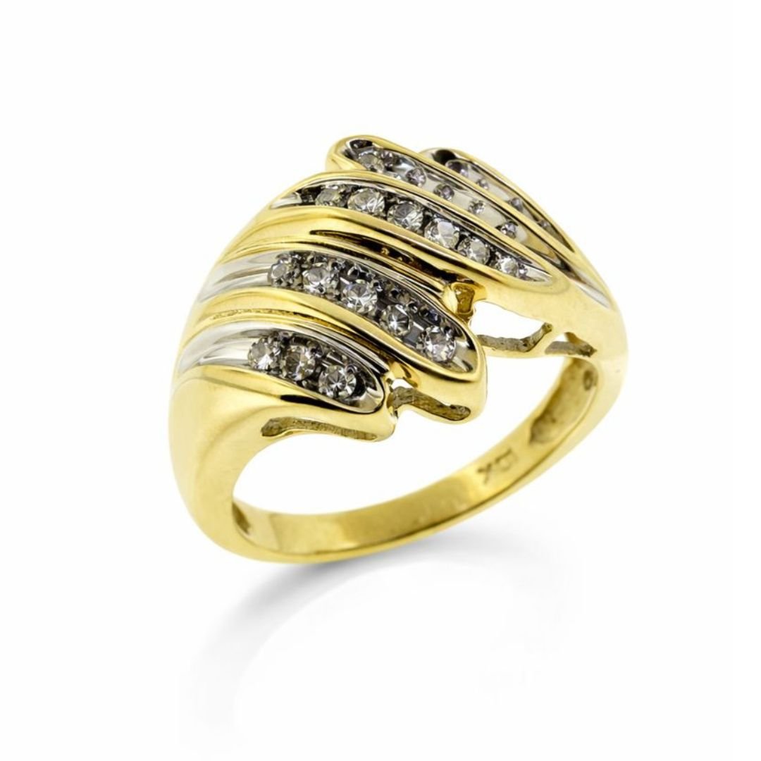 Two-Tone Diamond Wave Crossover Ring