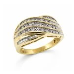 Yellow Gold Multi-Row Diamond Crossover Ring